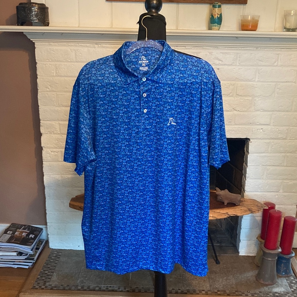 Rhoback Blue Printed Golf Polo Shirt